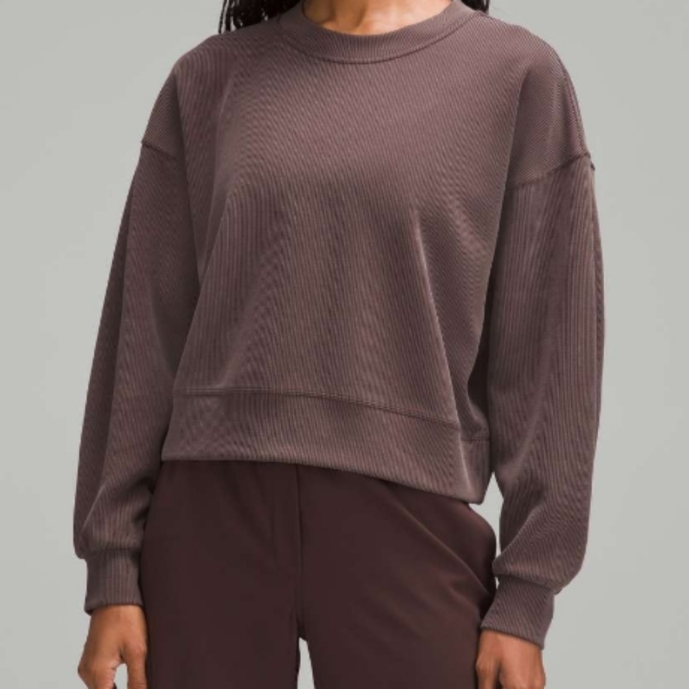 Lululemon Ribbed Soft stream Perfectly Oversized Cropped Crew Expresso